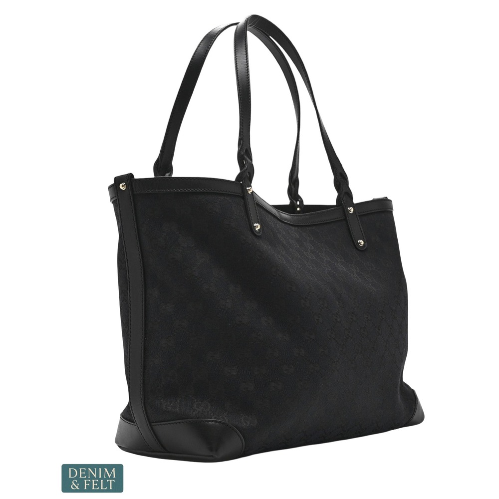 Gucci Monogram Medium Craft Tote Black GG Canvas Leather Shoulder Bag 247209 - Picture 4 of 16